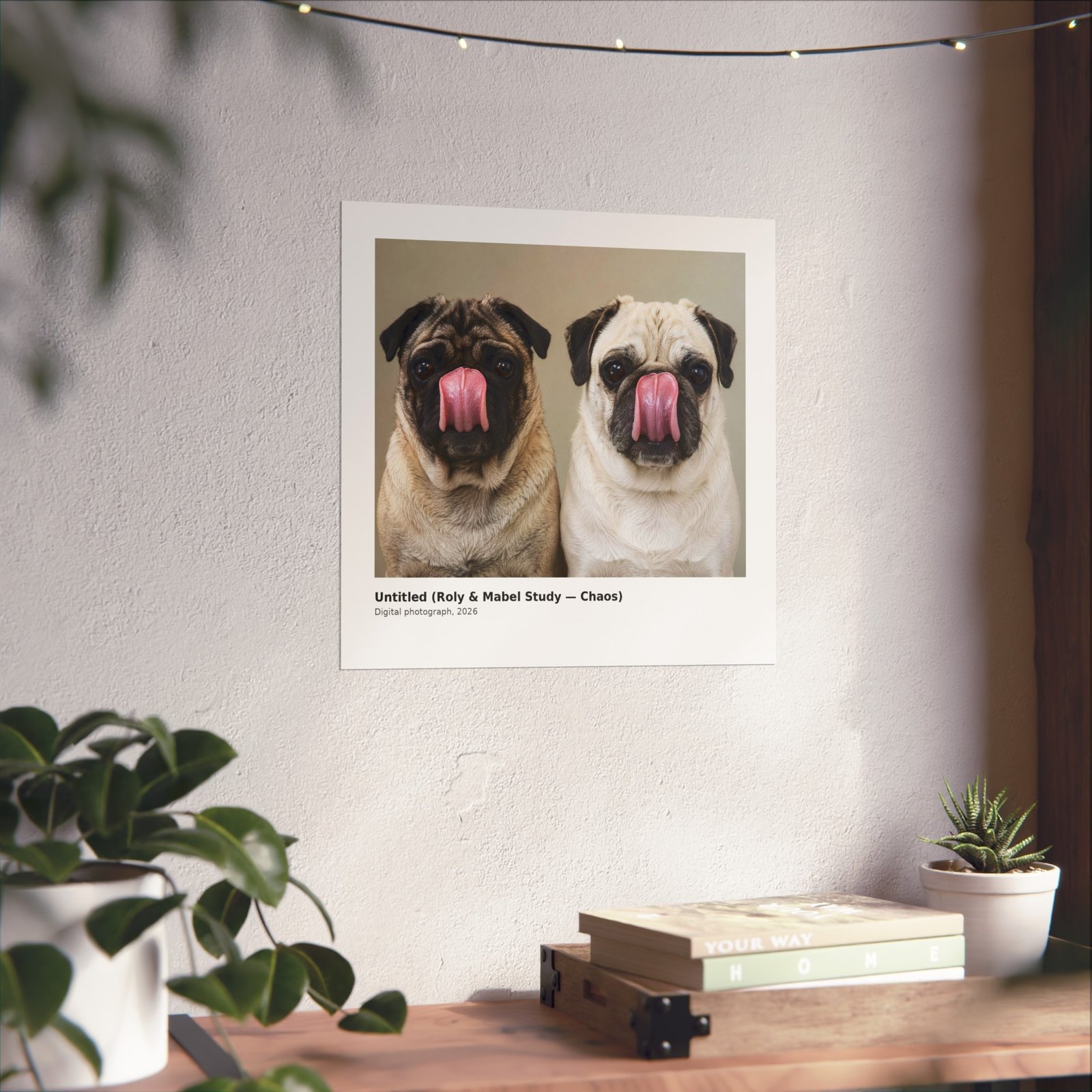 Grumble Lo-Fi Pug Fine Art Print | Roly & Mabel Study - Chaos | Unframed Matte Poster | Funny Pug Wall Art - Image 9