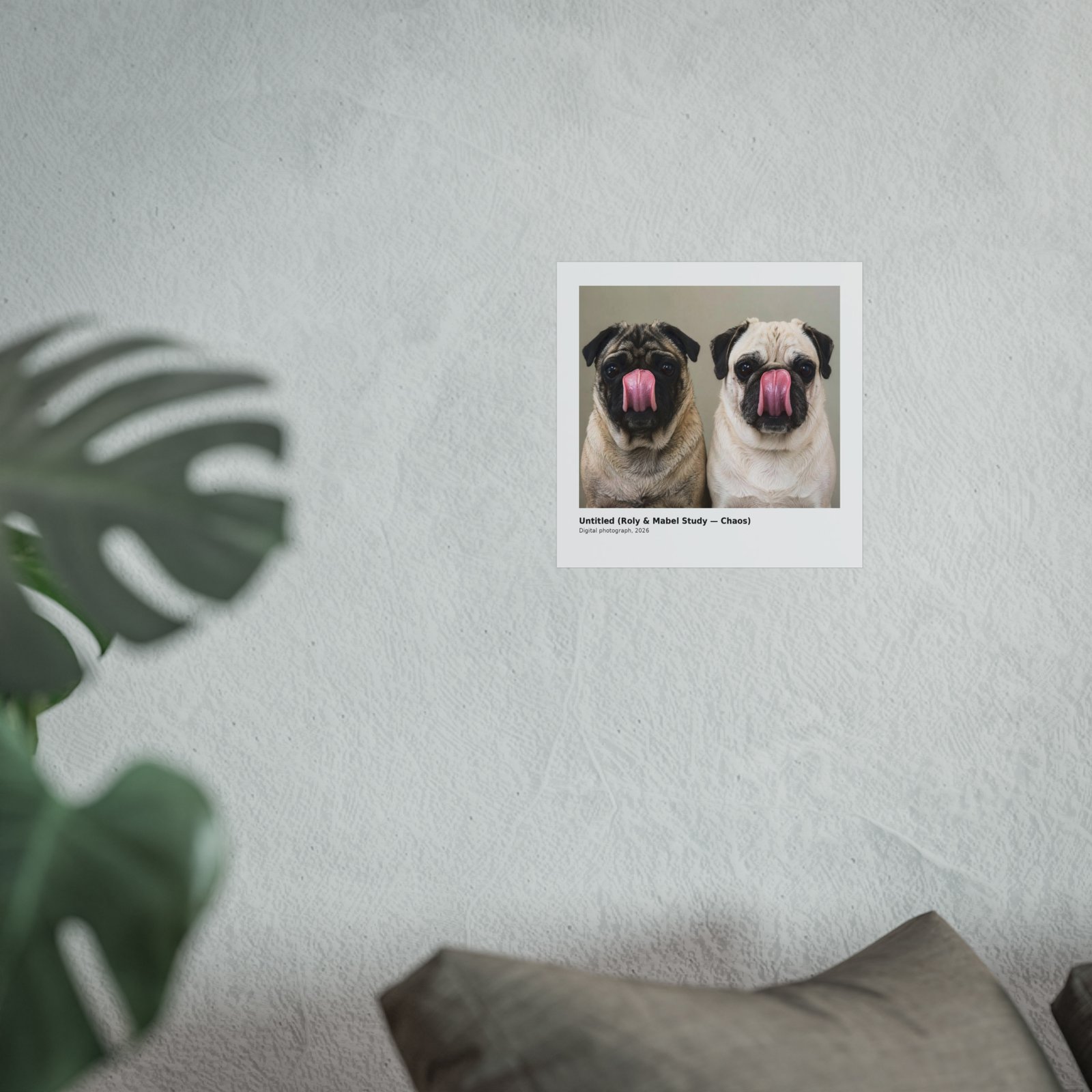 Grumble Lo-Fi Pug Fine Art Print | Roly & Mabel Study - Chaos | Unframed Matte Poster | Funny Pug Wall Art - Image 5