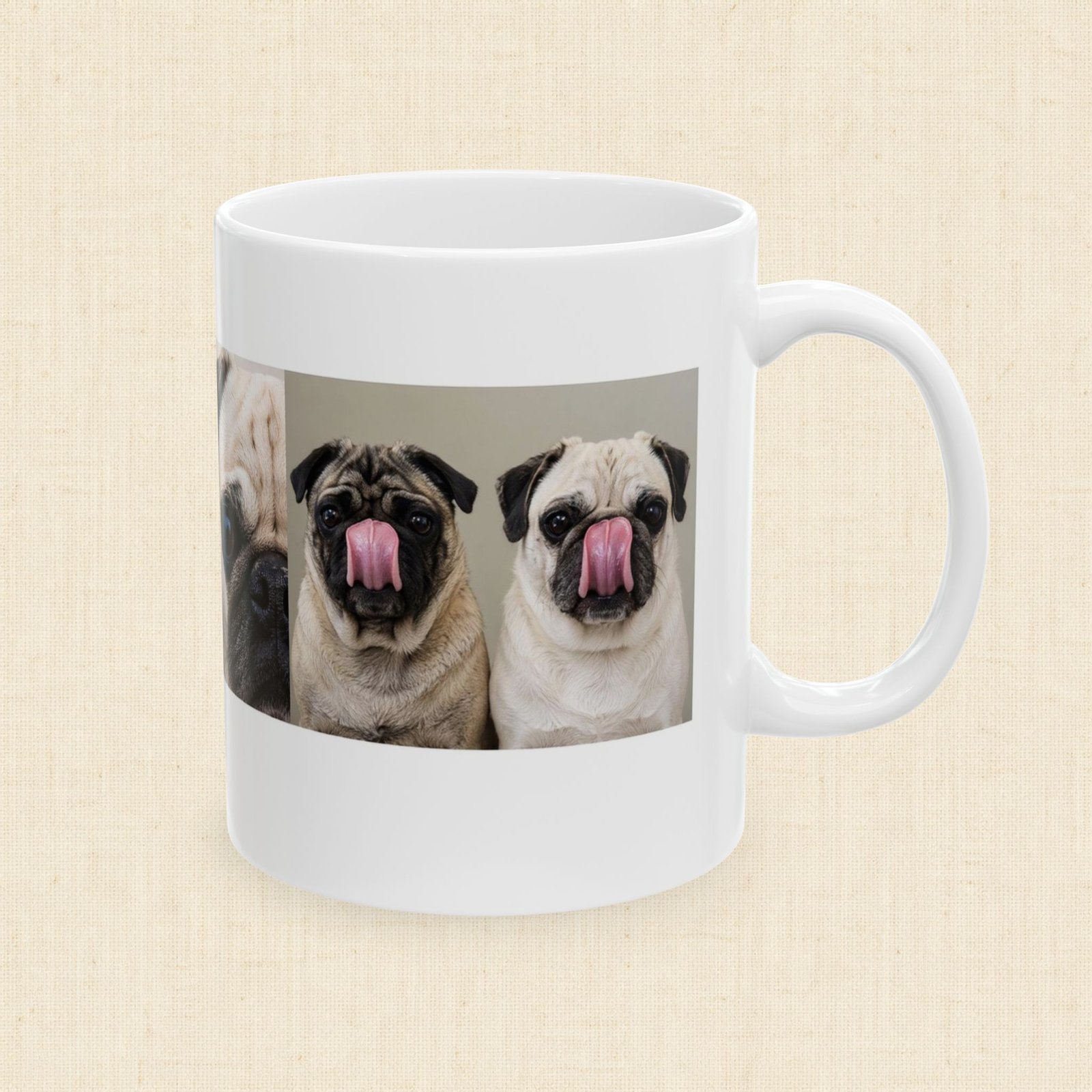 Roly & Mabel Study No. 1 - Gallery Edition Mug 11oz | Museum Caption | Pug Portrait Triptych | Collector Art Mug - Image 4