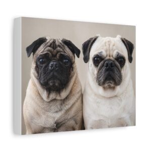 Grumble Lo-Fi Pug Portrait Canvas | Roly & Mabel Stretched Canvas Print | Pug Wall Art | Lo-Fi Study Decor