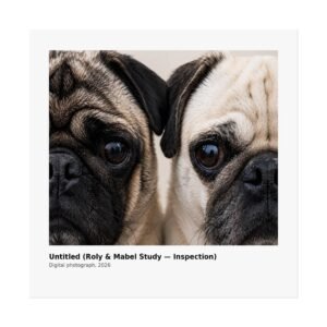 Grumble Lo-Fi Pug Fine Art Print | Roly & Mabel Study - Inspection | Unframed Matte Poster | Lo-Fi Study Decor