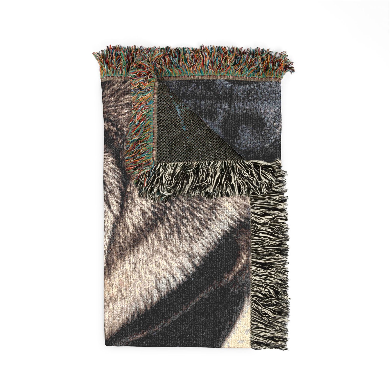 Grumble Lo-Fi Pug Portrait Woven Blanket | Close-Up Study Vibes Cotton Throw | Dog Lover Teacher Gift | Fringe Tapestry - Image 4