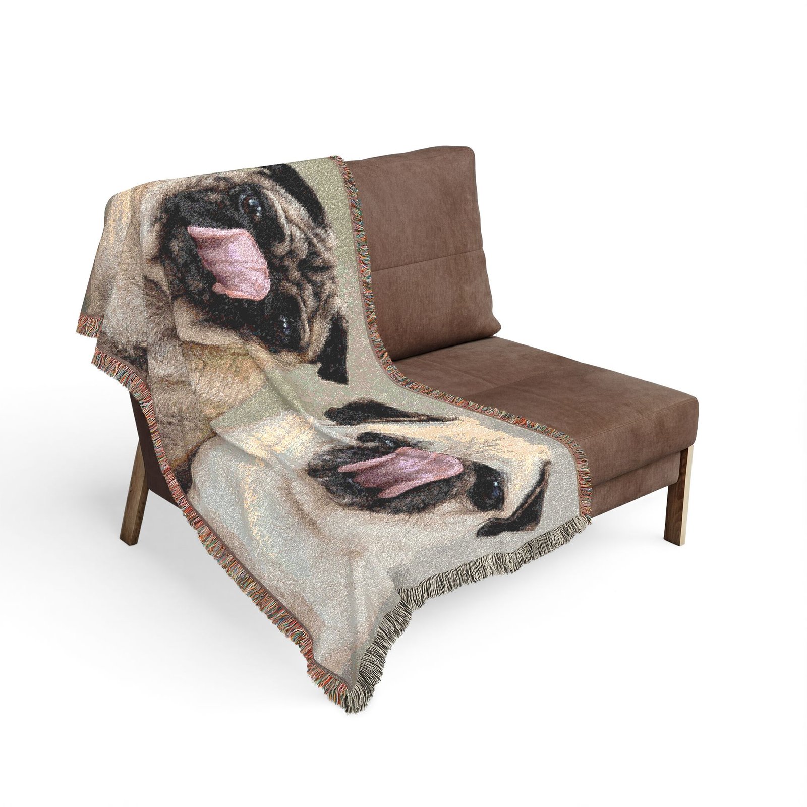 Grumble Lo-Fi Pug Blanket | Air Lick Woven Cotton Throw | Funny Dog Gift | Fringe Tapestry | Study Vibes - Image 4