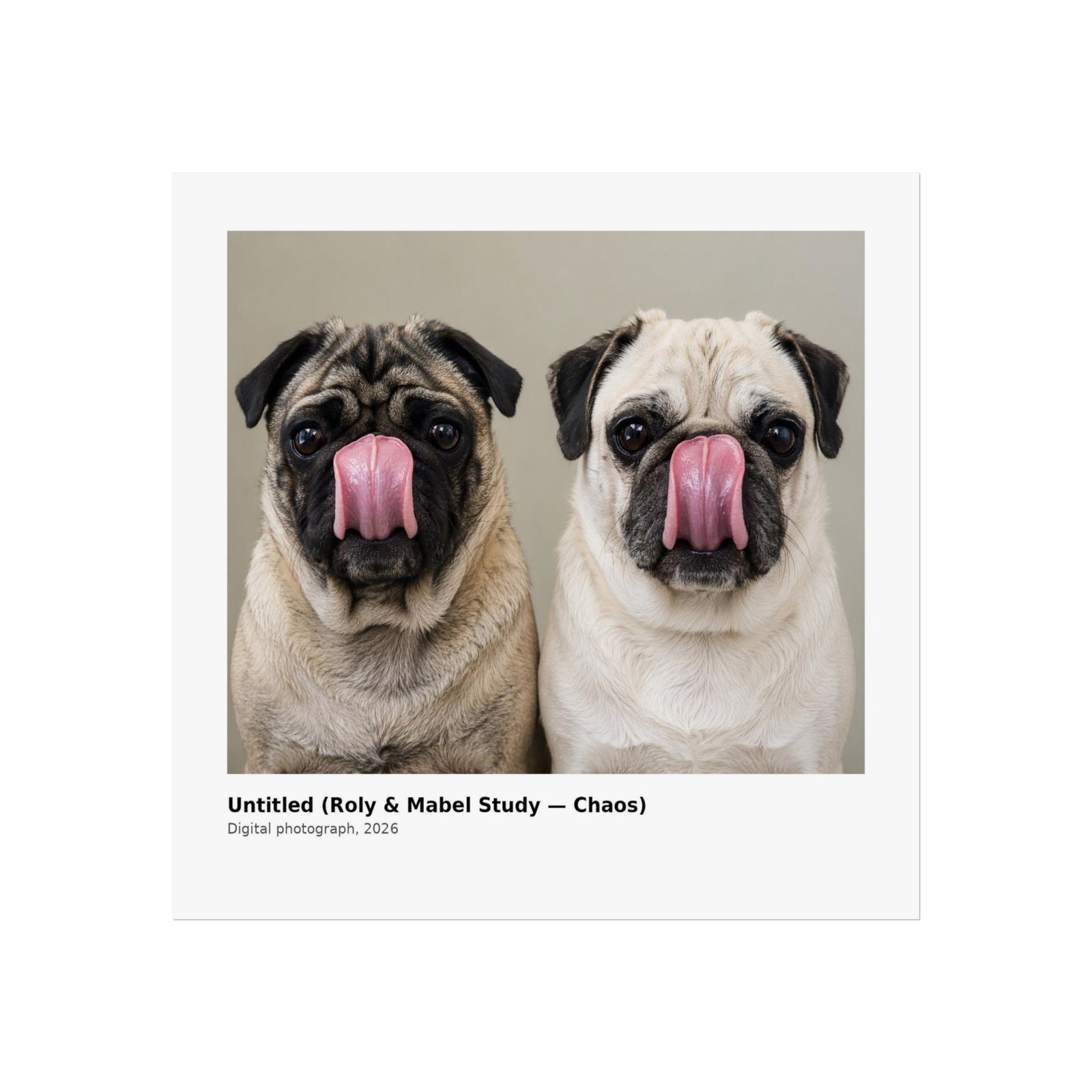 Grumble Lo-Fi Pug Fine Art Print | Roly & Mabel Study - Chaos | Unframed Matte Poster | Funny Pug Wall Art - Image 7
