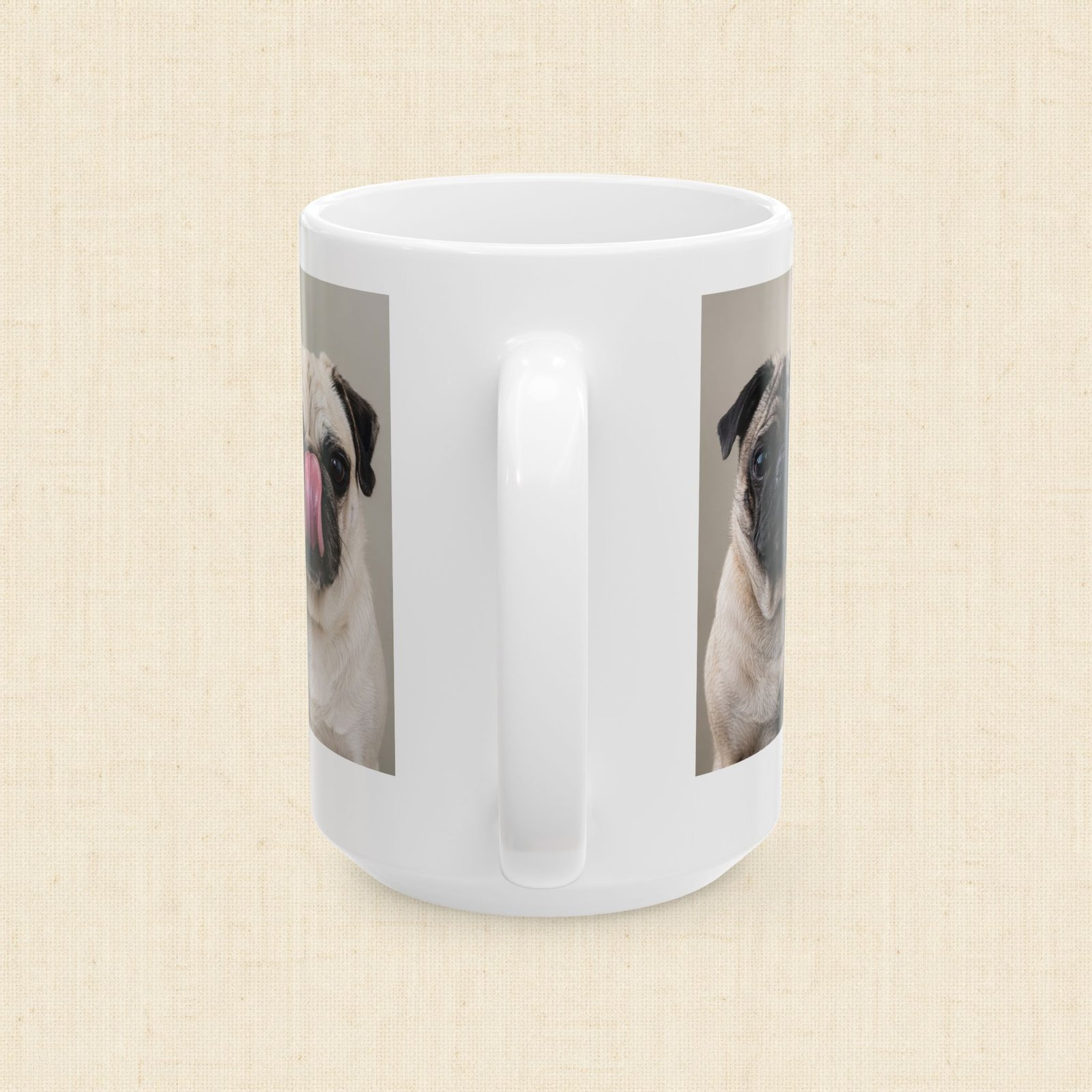 Roly & Mabel Study No. 1 | Ceramic Mug 15oz | Composure-Chaos | Pug Portrait | Lo-Fi Art Coffee Mug - Image 3