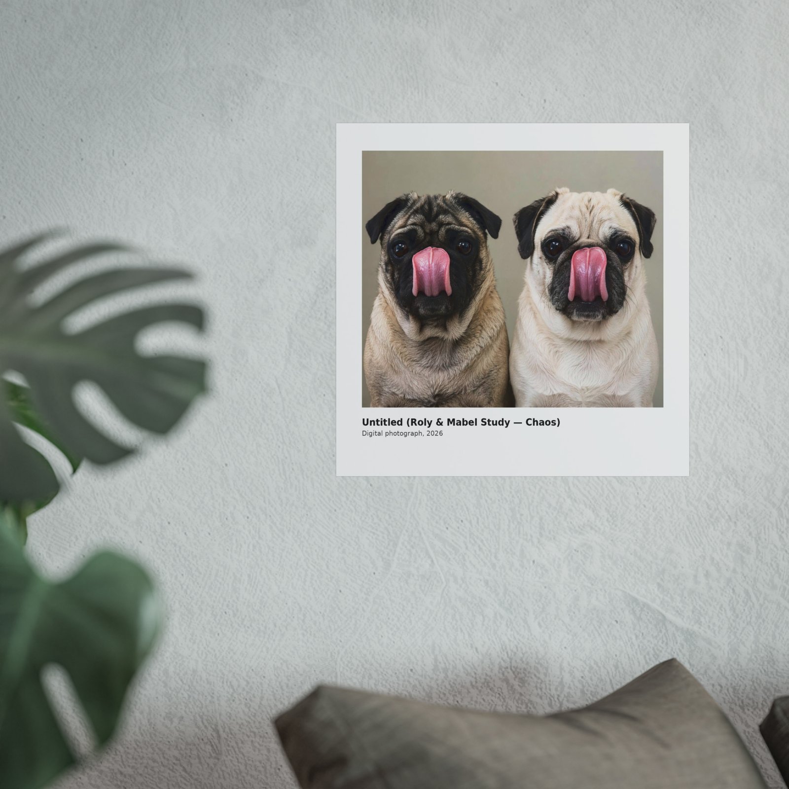 Grumble Lo-Fi Pug Fine Art Print | Roly & Mabel Study - Chaos | Unframed Matte Poster | Funny Pug Wall Art - Image 8