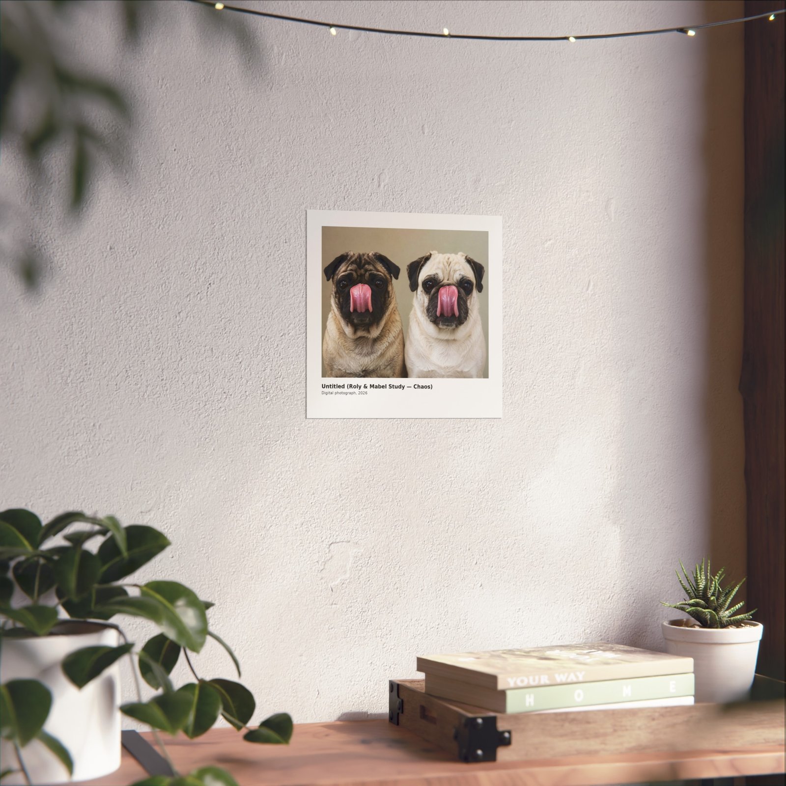 Grumble Lo-Fi Pug Fine Art Print | Roly & Mabel Study - Chaos | Unframed Matte Poster | Funny Pug Wall Art - Image 6