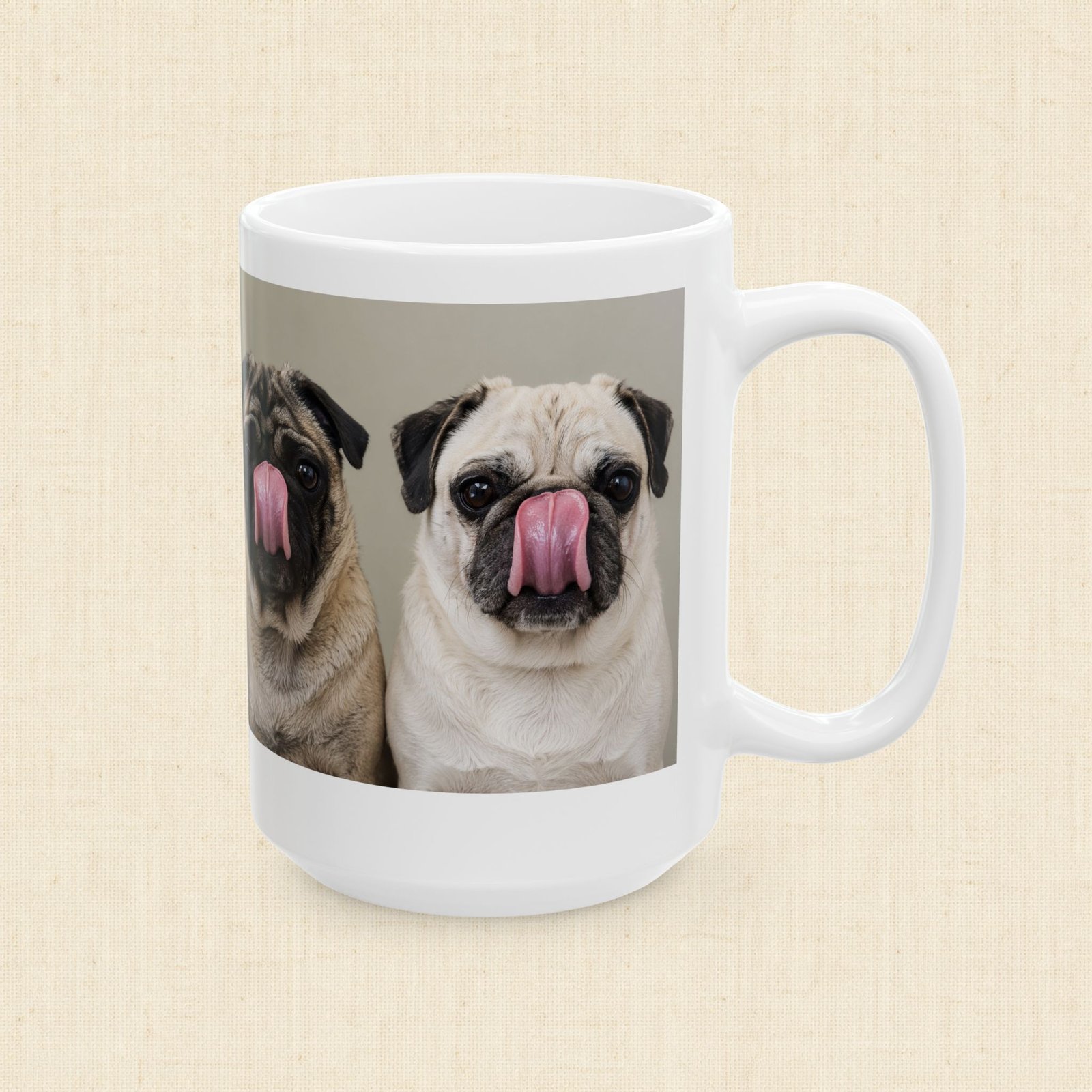 Roly & Mabel Study No. 1 | Ceramic Mug 15oz | Composure-Chaos | Pug Portrait | Lo-Fi Art Coffee Mug - Image 4