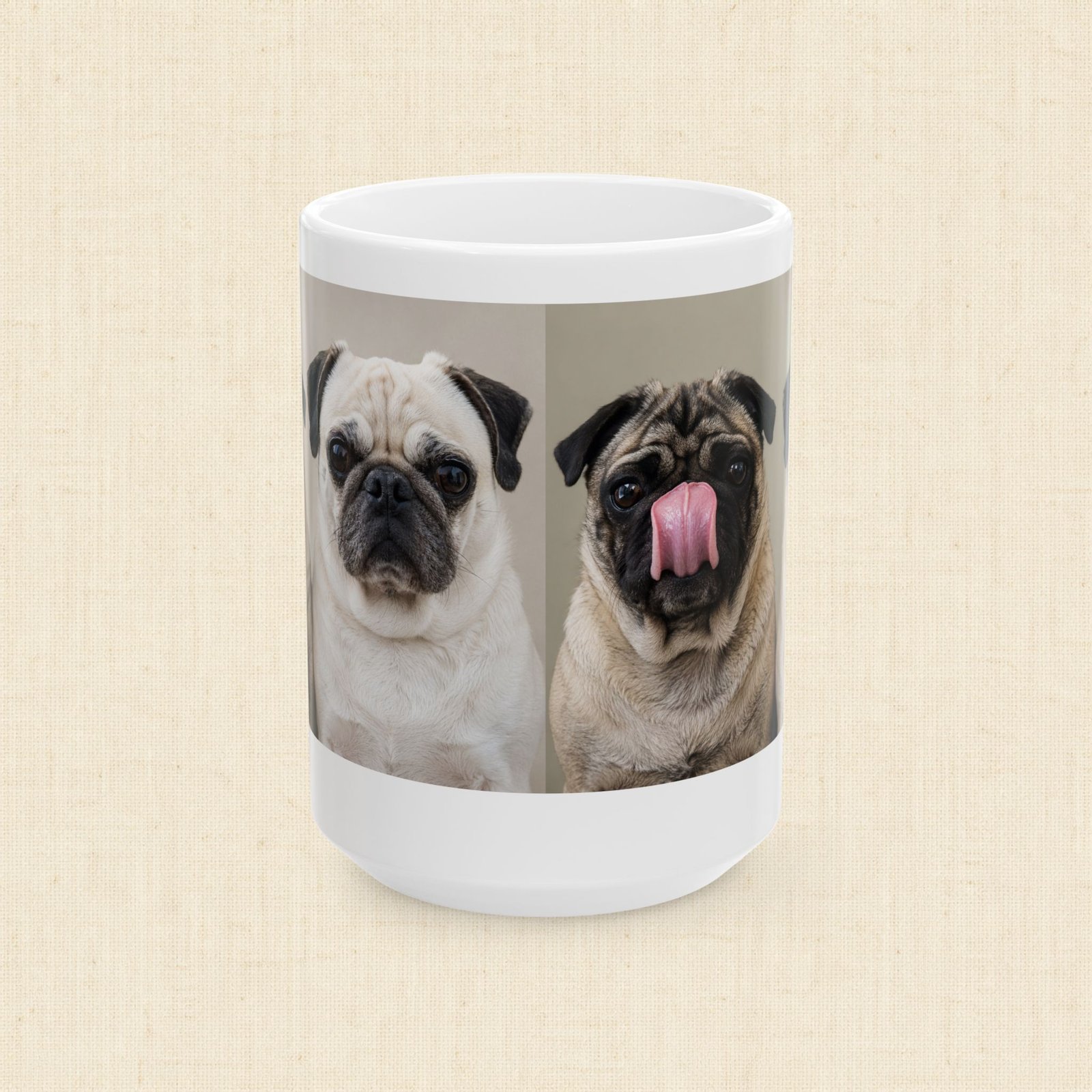 Roly & Mabel Study No. 1 | Ceramic Mug 15oz | Composure-Chaos | Pug Portrait | Lo-Fi Art Coffee Mug - Image 2