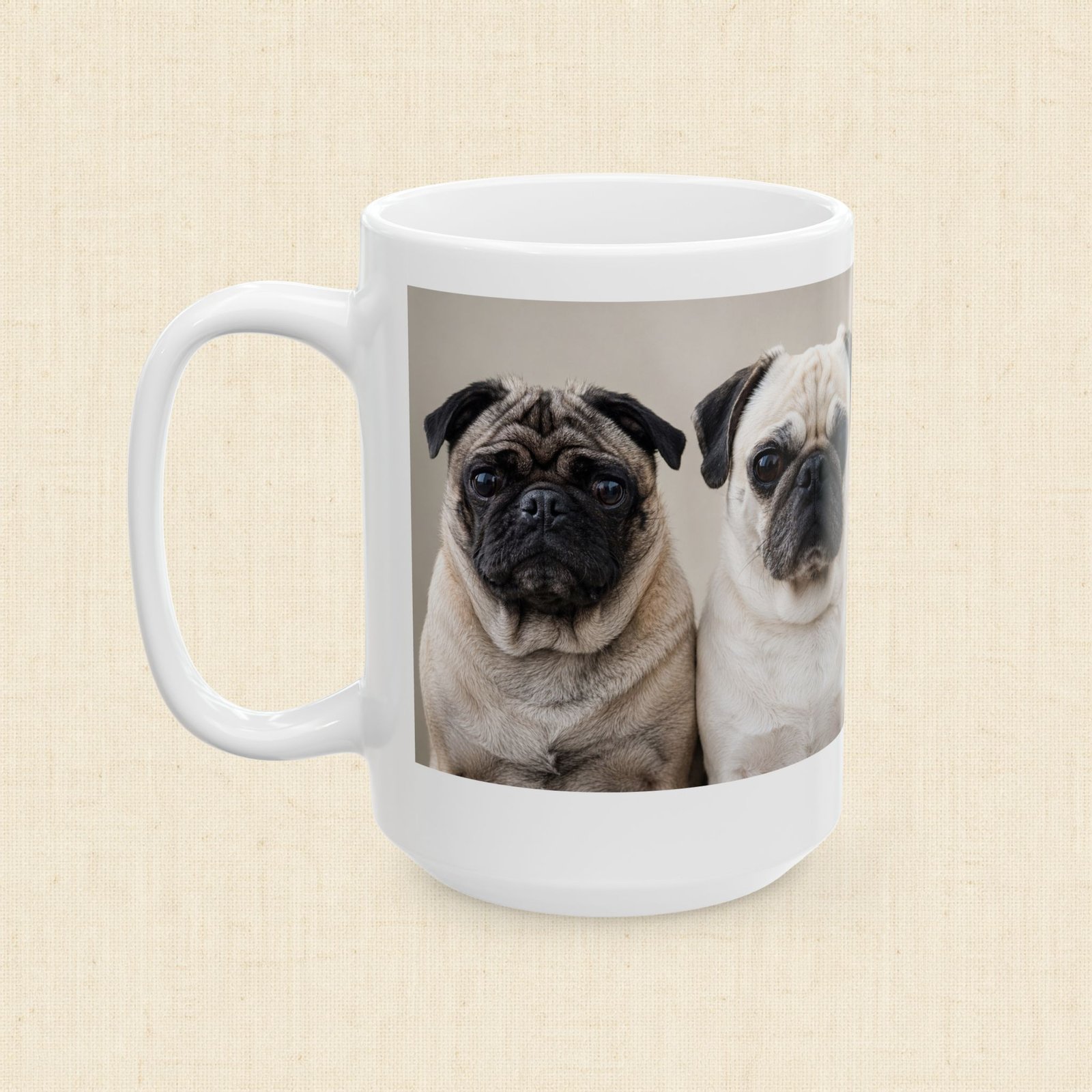 Roly & Mabel Study No. 1 | Ceramic Mug 15oz | Composure-Chaos | Pug Portrait | Lo-Fi Art Coffee Mug