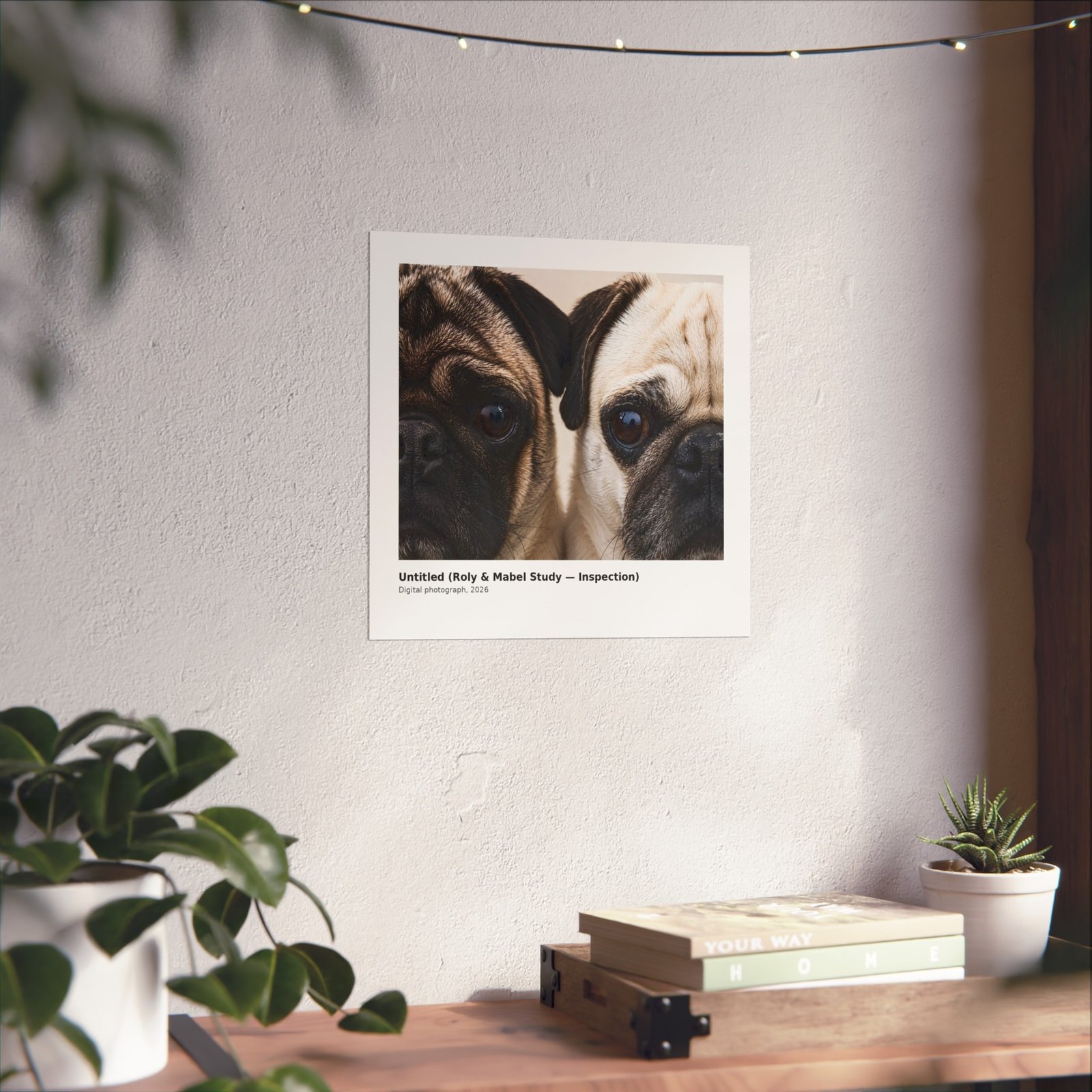 Grumble Lo-Fi Pug Fine Art Print | Roly & Mabel Study - Inspection | Unframed Matte Poster | Lo-Fi Study Decor - Image 3