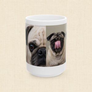 Roly & Mabel Study No. 1 | Ceramic Mug 15oz | Inspection-Chaos | Pug Portrait | Lo-Fi Art Coffee Mug