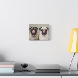 Grumble Lo-Fi Pug Canvas | Air Lick Portrait Stretched Canvas | Funny Pug Wall Art | Lo-Fi Study Decor