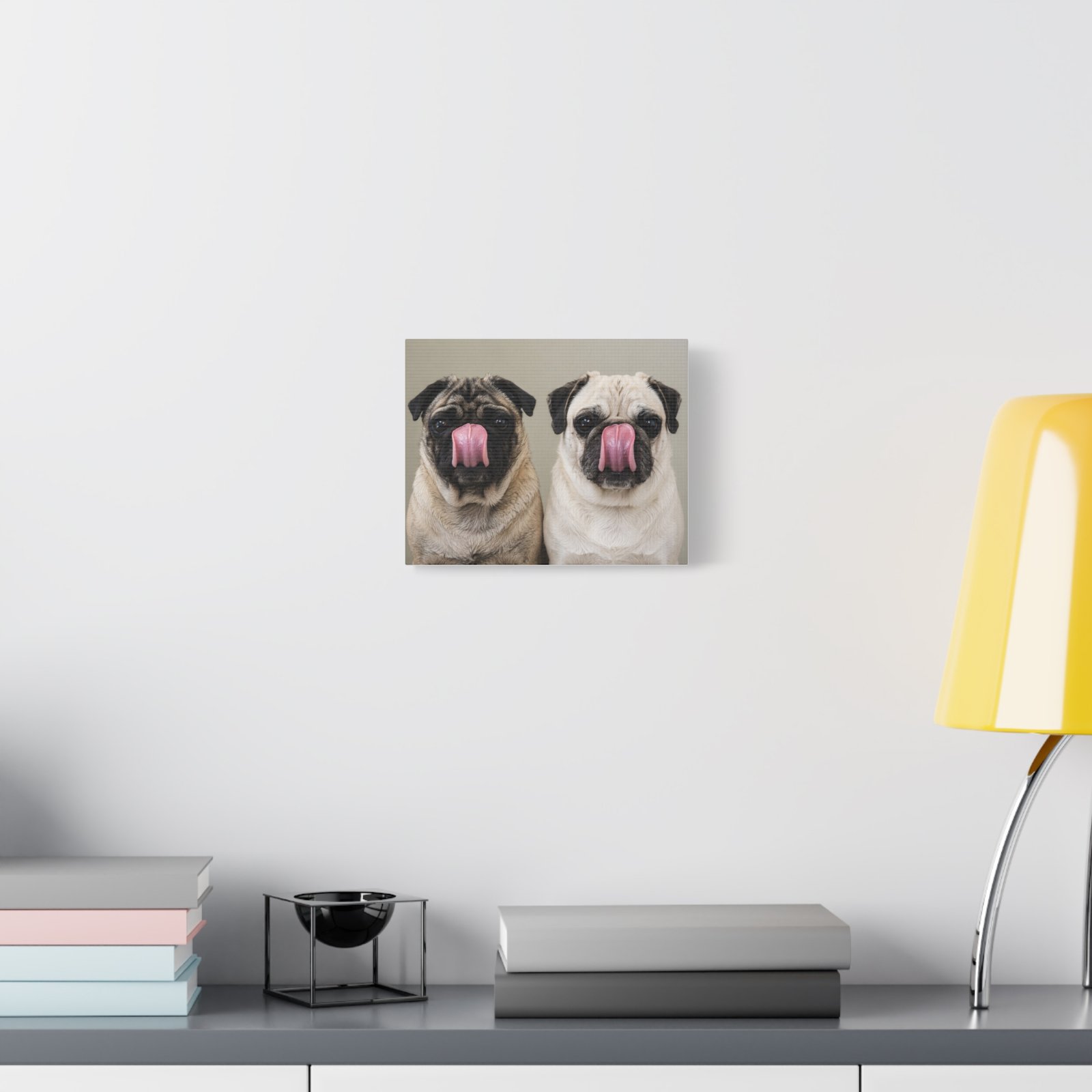 Grumble Lo-Fi Pug Canvas | Air Lick Portrait Stretched Canvas | Funny Pug Wall Art | Lo-Fi Study Decor